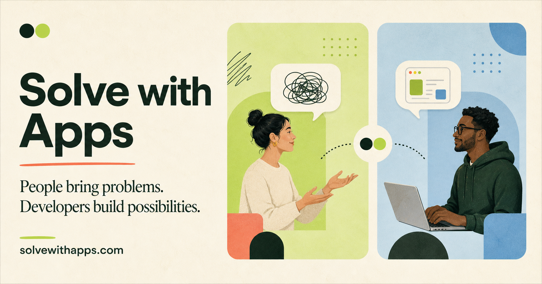 A person shares an everyday problem with a developer who turns it into an app idea.